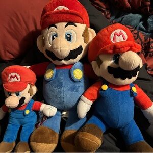 Stuffed Mario 3 piece set 17” and 14” and 10”